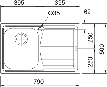 Кухонна мийка Franke Logica Line LLL 611-79, Декор (101.0381.810) чаша зліва 101.0381.810 фото