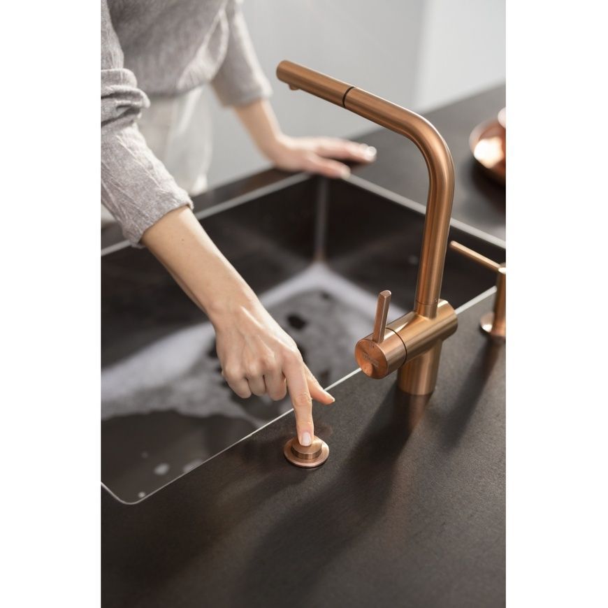 Вентиль-автомат 3&frac12;" з кнопкою і переливом, до мийки з нерж сталі PVD, copper (112.0653.041) 112.0653.041 фото