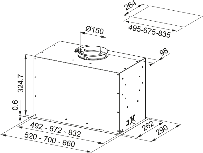 Кухонна витяжка Franke Box Flush Premium FBFP XS A52 (305.0665.391) Чорний матовий 305.0665.391 фото